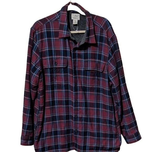 L.L. Bean Other - L.L. Bean traditional fit plaid Fleece-Lined Flannel Shirt shacket Cotton L-Reg